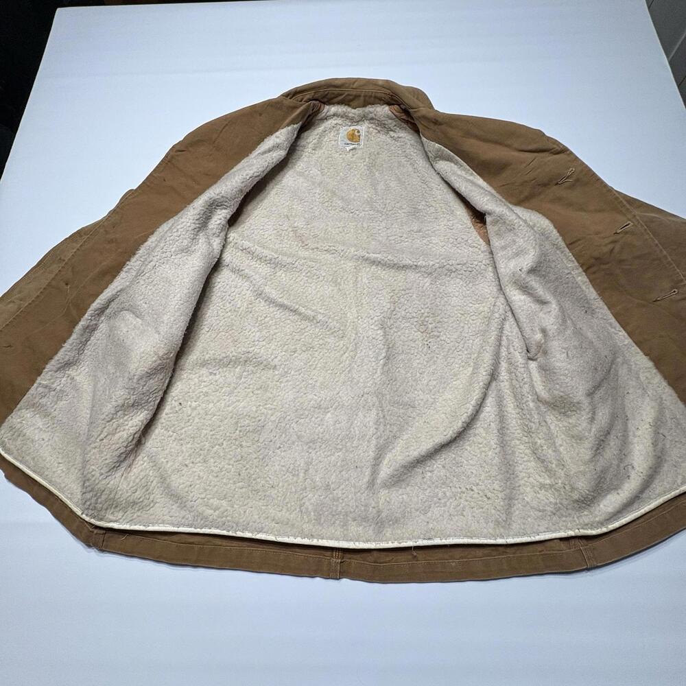 Vintage One-Of-A-Kind Carhartt Sherpa Lined Chore Jacket Men's Size Large - Picture 8 of 16